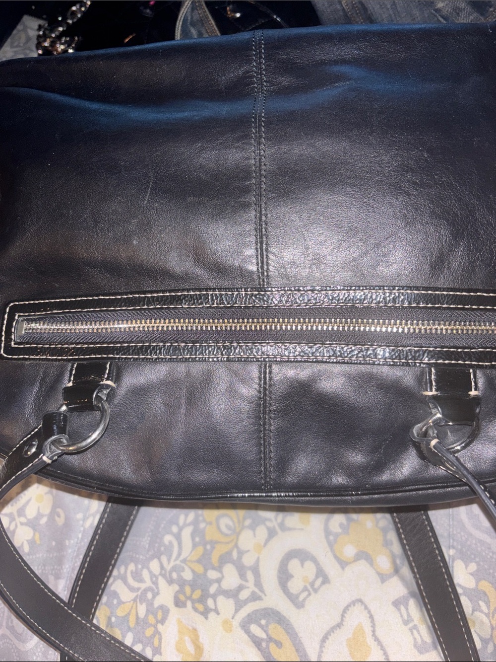Coach Addison F18374 Black Leather Pleated Satchel with Removable Strap - Picture 5 of 11